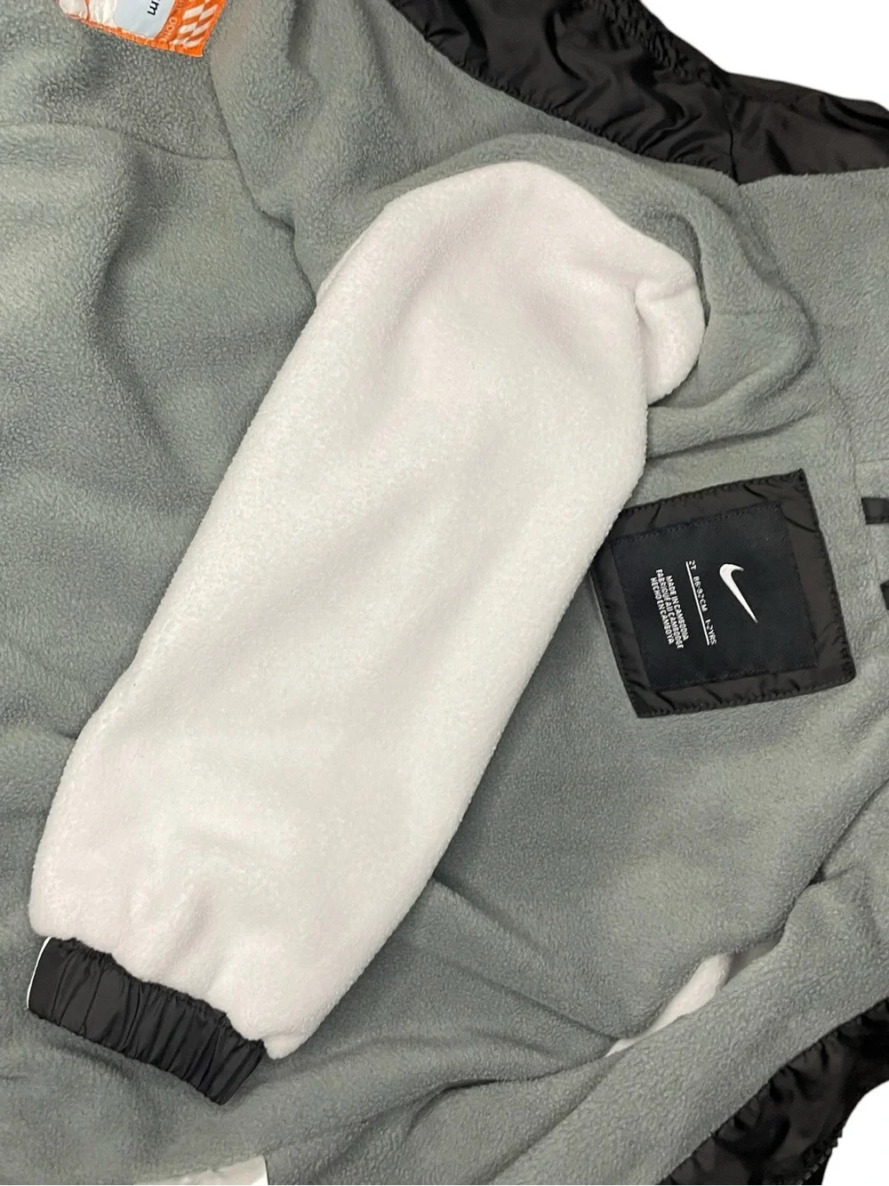 Nike Black with White Swoosh Hooded Fleece Lined Fall/Spring Jacket-Kids 7